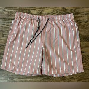 Nordstrom Men’s Swim Trunks Striped Pattern Pink And White Size XL NWOT